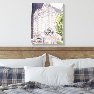Hotel Plaza NYC Acuarela en Marco de Lienzo