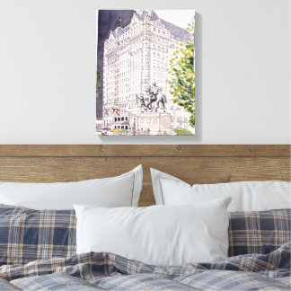Hotel Plaza NYC Acuarela en Marco de Lienzo