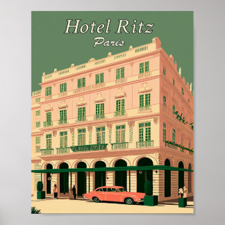 Hotel Ritz Paris Minimalista Poster de Arte Vintag