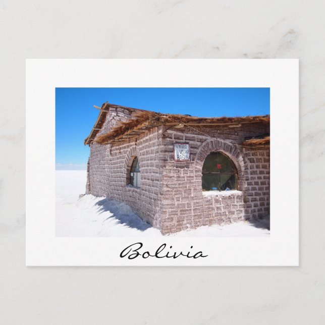 Hotel salino Uyuni, postal blanca de Bolivia (Anverso)