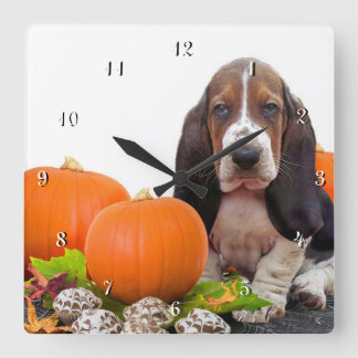 Hound Basset en el reloj cuadrado del perro de las