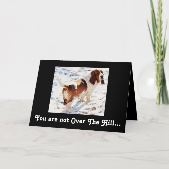 Hound Basset en la tarjeta de cumpleaños "Over The (Anverso)