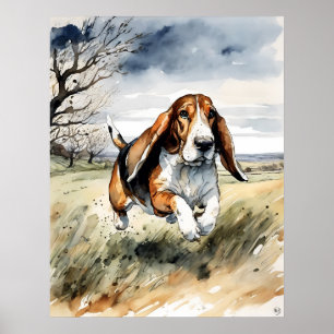 Hound Basset - Impresión de arte de perro