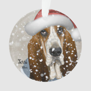 Hound Basset, Navidades, Ornamento de Santa Dog