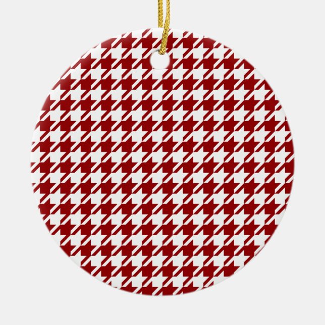 HoundsTooth Samba Sultry Ornamento de Navidad Rojo (Frente)