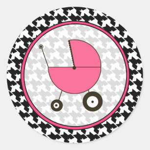 Houndstooth y pegatina rosado del carro de bebé