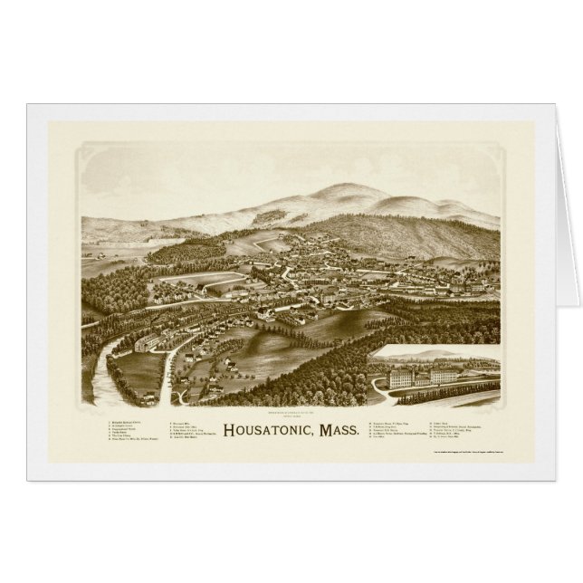 Housatonic, mapa panorámico de las MAMÁES - 1890 (Anverso (Horizontal))