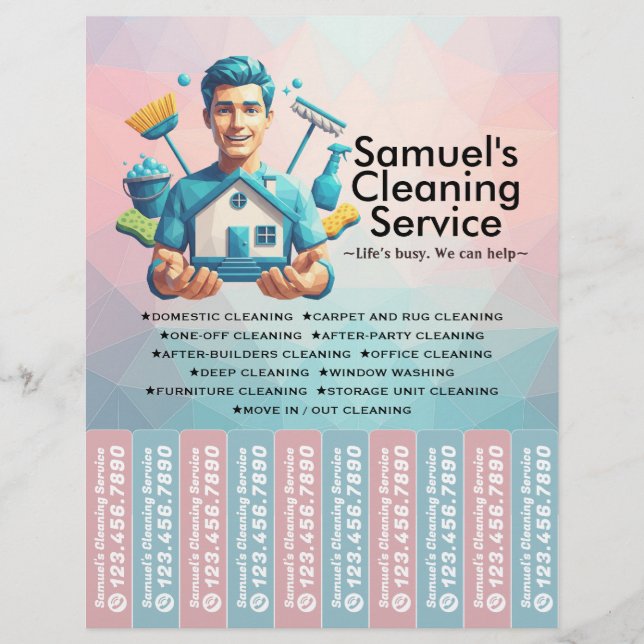 House cleaning Maid Service Flyer Tear Off Strips (Frente)