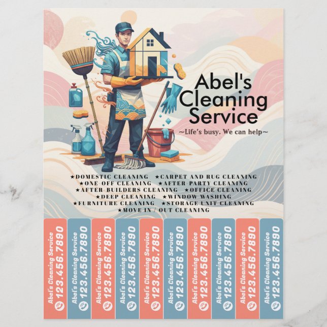 House cleaning Maid Service Flyer Tear Off Strips (Frente)