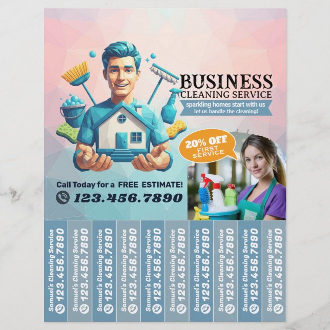 House cleaning Maid Service Flyer Tear Off Strips (Frente)