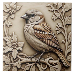 House Sparrow - Azulejos Cerámicos De Arte Y Artes