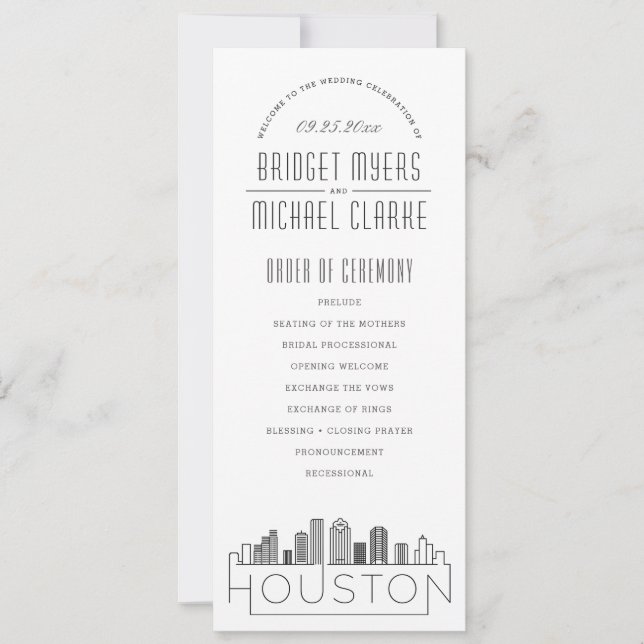 Houston | Programa de Boda Deco Moderno (Anverso)