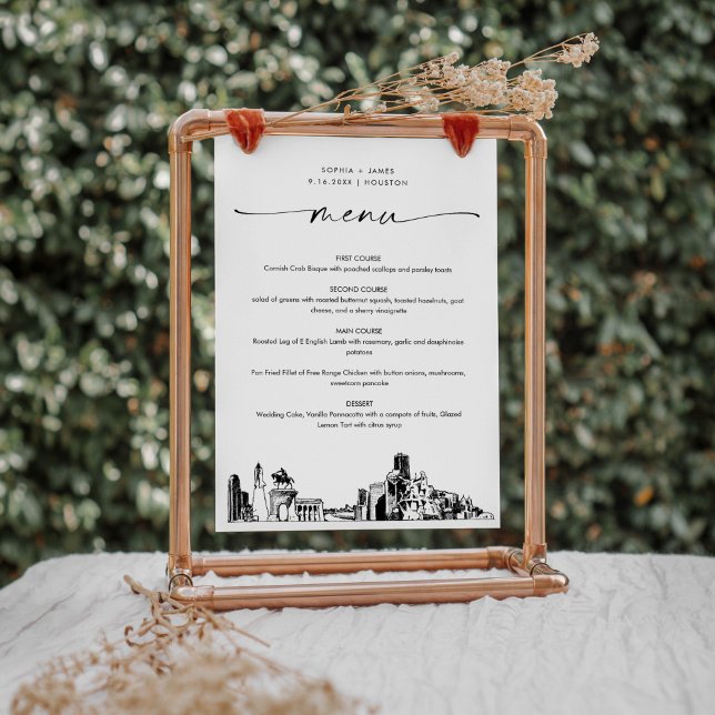Houston Skyline Boda Menú de cena Tarjeta 5x7 (Subido por el creador)