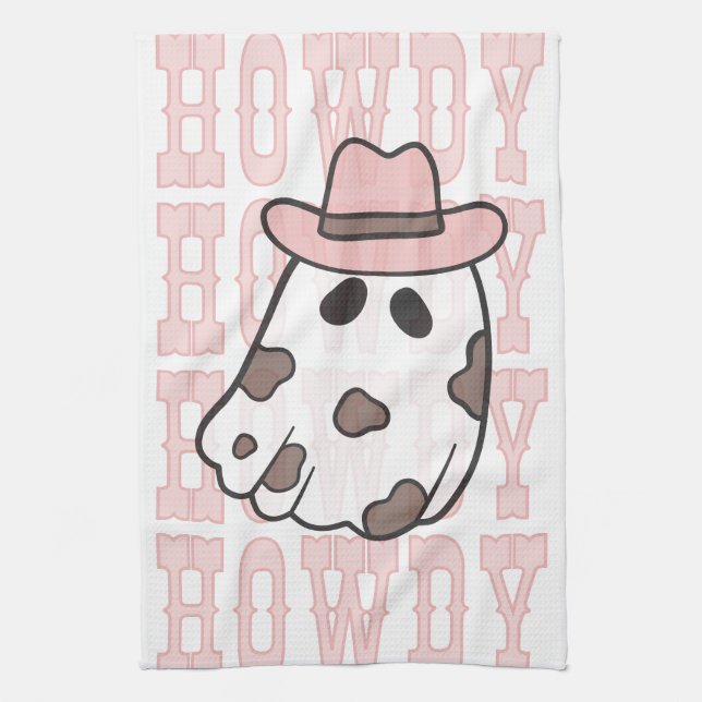 Howdy Cowgirl Halloween Cute toalla de cocina (Vertical)