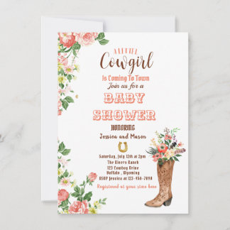 Howdy, es una invitación de Boots Cowgirl Baby Sho