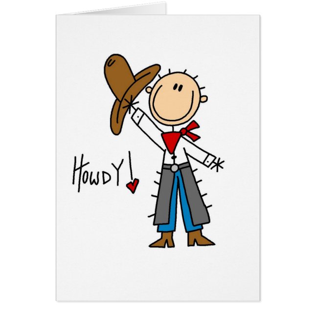 ¡Howdy! Figura tarjeta del palillo del vaquero (Frente)