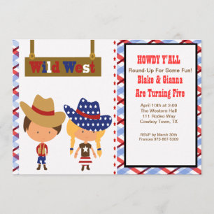 ¡HOWDY! Invitación al cumpleaños de Cowboy y Cowgi