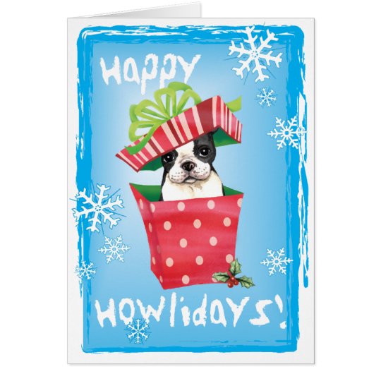 Howliday feliz Boston Terrier Tarjeta De Felicitación