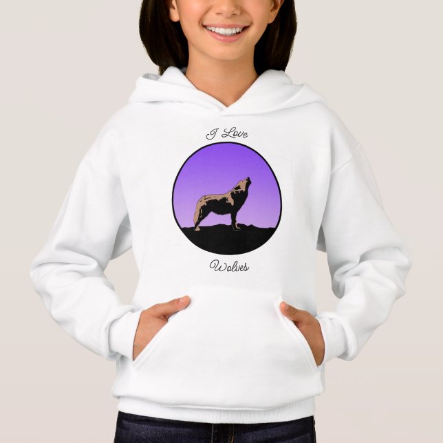 Howling Wolf at Sunset - Original Wildlife Art Ho (Anverso)