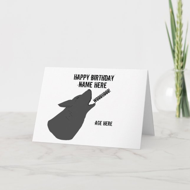 Howling Wolf Face tarjeta de cumpleaños añadir nom (Anverso)