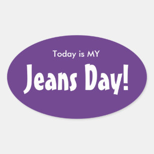 Hoy es mi Jeans Day Pegatinas - Purple Oval