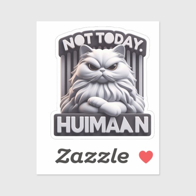 Hoy no es el Pegatina huimaico gruñón de gato vini (Hoja)