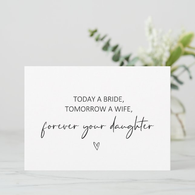 Hoy una novia, mañana una tarjeta plana de esposa (Anverso de pie)