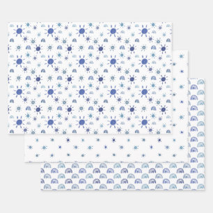 Hoyo azul y hojas de papel de envolvimiento del ar