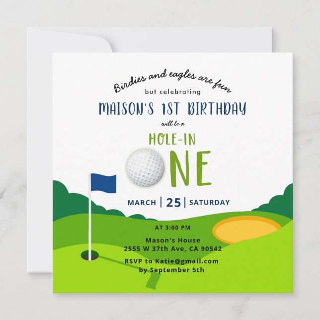 Hoyo De Cumpleaños De Golf En Una Invitación Par-T (Anverso)