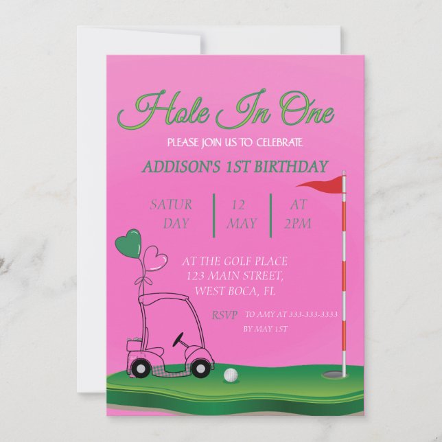 Hoyo En Un Golf Primer Invitación De Cumpleaños ch (Anverso)