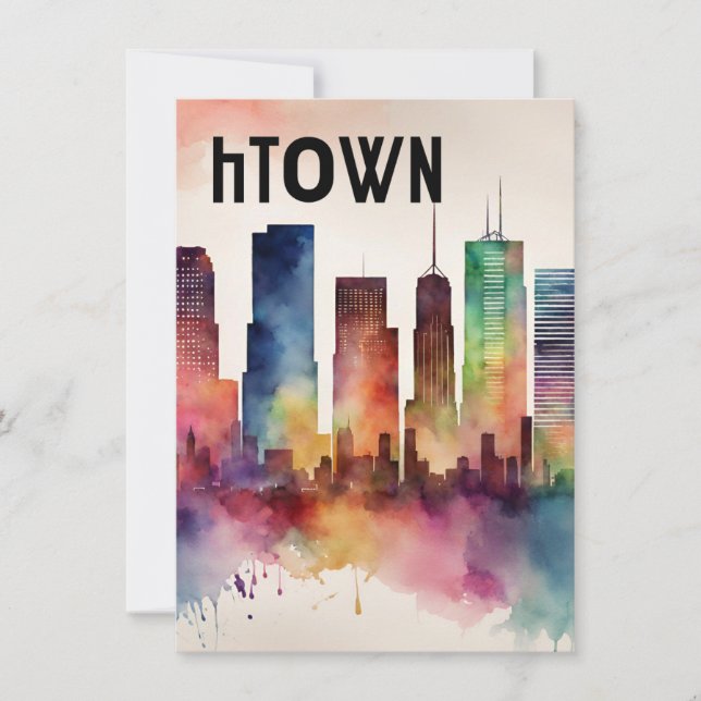 HTOWN HOUSTON TEXAS WATERCOLOR (Anverso)