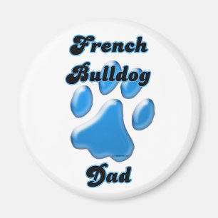 Huella azul de papá Bulldog francés - imán