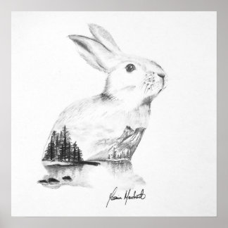Huella de arte de dibujo de conejo