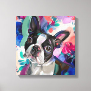 Huella de arte 'Joy' del perro de Boston sobre lie