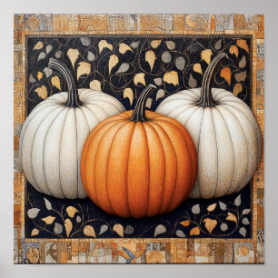 Huella de calabaza otoño poster decoración de pare