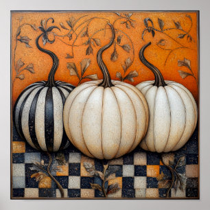 Huella de calabaza otoño poster decoración de pare