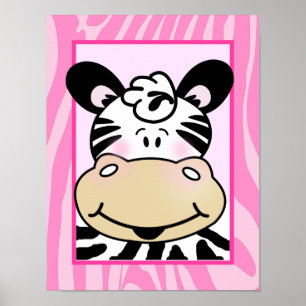 Huella de cebra rosa Niña Arte Imprimir 11 x 14