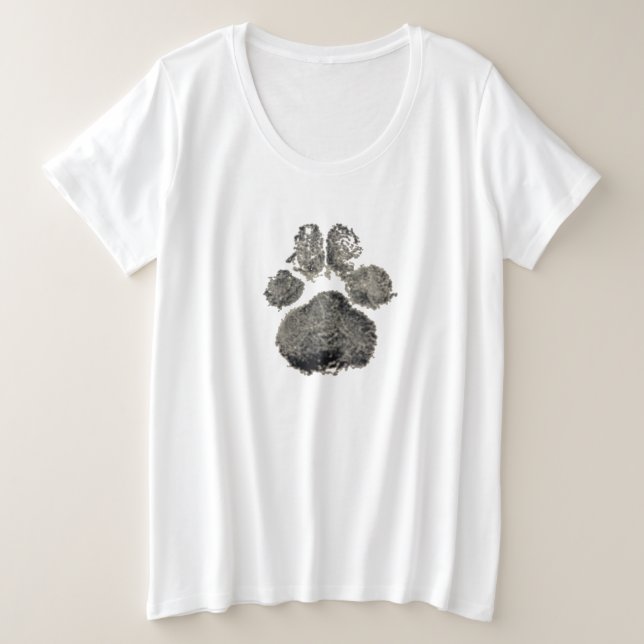 Huella de garra de perro más camiseta de tamaño (Anverso del diseño)