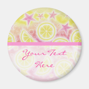 Huella de imán para refrigerador "Your Text" rosa 