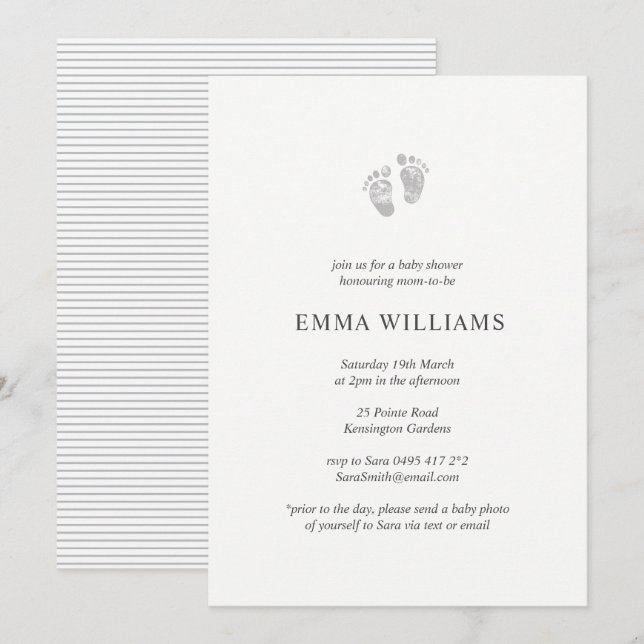 Huella de invitación a Baby Shower neutral de géne (Anverso / Reverso)