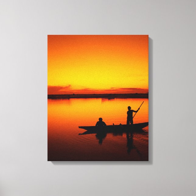 huella de lienzo de pesca de puesta al sol (Anverso)