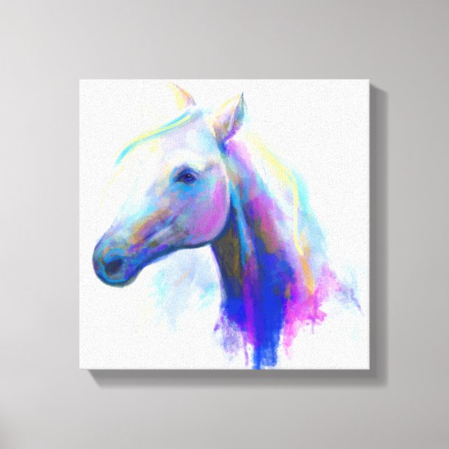 Huella de lienzo Resumen caballo de cabeza multico (Anverso)