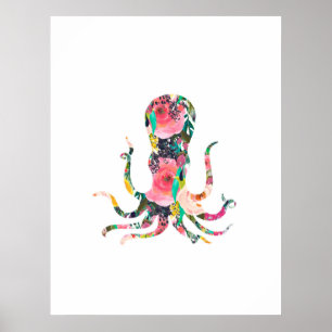 Huella de obras de arte en la pared de pulpo