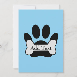 Huella De Pezuña De Perro Y Hueso En Invitación Az
