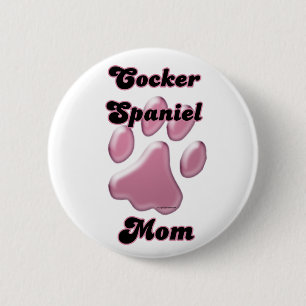 Huella rosa de la mamá Cocker Spaniel - Botón