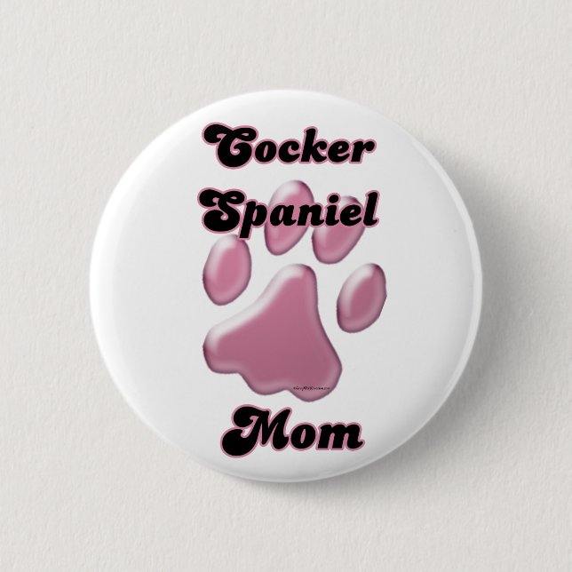 Huella rosa de la mamá Cocker Spaniel - Botón (Anverso)