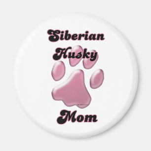 Huella rosada de mamá Husky siberiana - imán