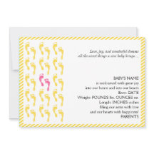 Huellas amarillas y rosas Invitación bebé