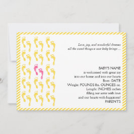 Huellas amarillas y rosas Invitación bebé