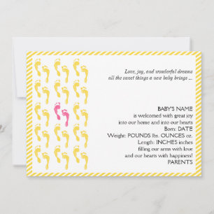 Huellas amarillas y rosas Invitación bebé